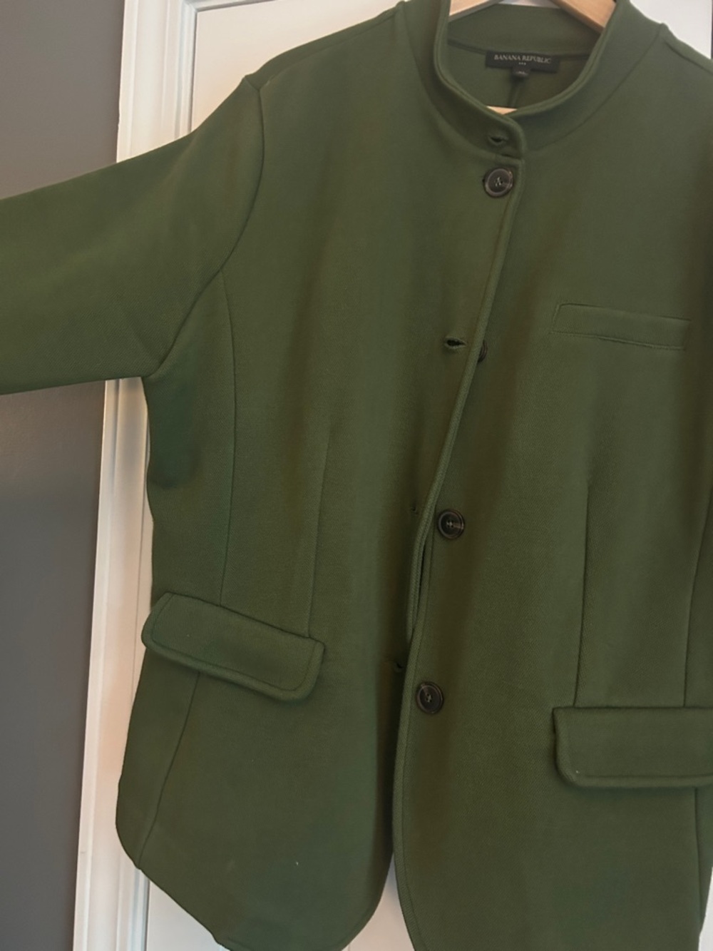 Banana Republic Olive Green Stand-Collar Button Blazer - Picture 3 of 4